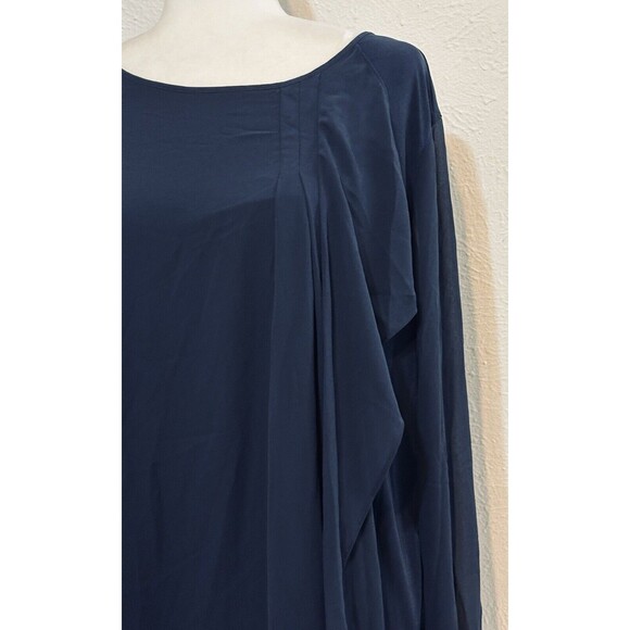 Susan Graver Size 1X Blue Liquid Knit Overlay Tunic Tie Back Occasion Minimalist - Picture 11 of 15